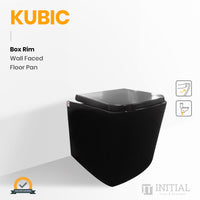 Geberit Kappa Frameless Low Level In Wall Cistern Black Wall Faced Floor Pan Toilet , Kubic Box Rim Floor Pan Gloss Black