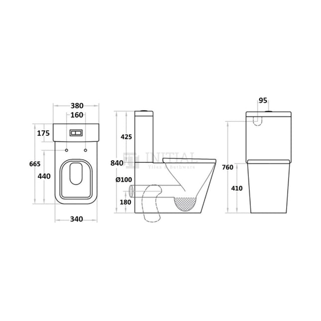 Kubic Box Rim Flush Pan Back to Wall Toilet Suite Black 665X380X840 ,