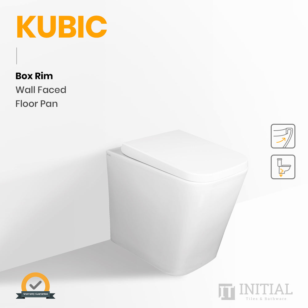 Kubic Box Rim Wall Faced Floor Pan Toilet Ceramic White 595X345X410 ,