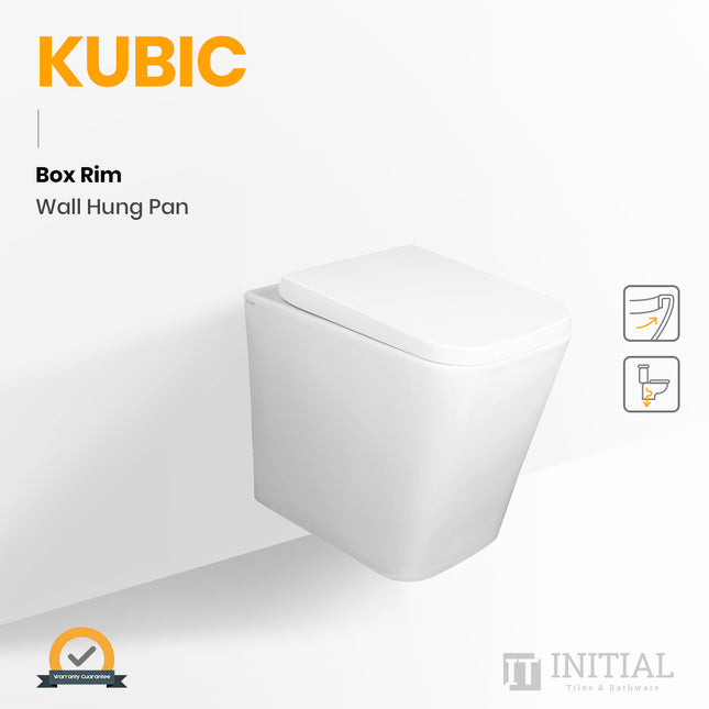 Kubic Box Rim Wall Hung Pan Toilet Ceramic White 550X345X320 ,