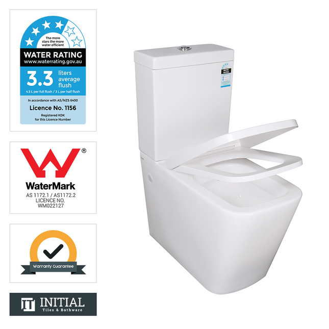 Kubic Box Rim Flush Pan Back to Wall Toilet Suite Ceramic White 665X380X840 ,