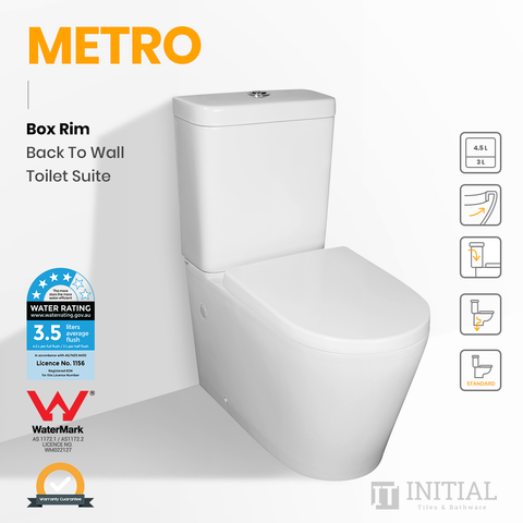 Metro Box Rim Flush Pan Back to Wall Toilet Suite Ceramic White 695X390X830 ,