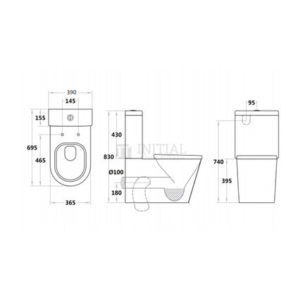 Metro Box Rim Flush Pan Back to Wall Toilet Suite Ceramic White 695X390X830 ,