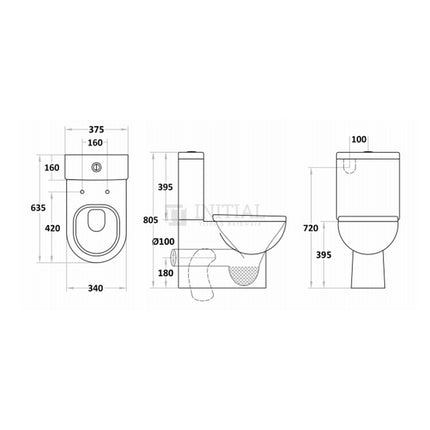 Rio Box Rim Flush Pan Back to Wall Toilet Suite Ceramic White 635X375X805 ,