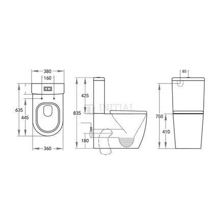 Royal Box Rim Flush Pan Back to Wall Toilet Suite Ceramic White 630X380X850 ,