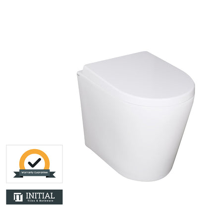 Urbane Box Rim Wall Faced Floor Pan Toilet Ceramic White 590X365X420 ,