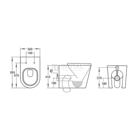Urbane Box Rim Wall Faced Floor Pan Toilet Ceramic White 590X365X420 ,