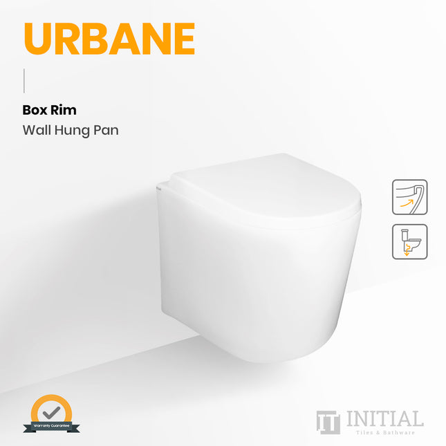 Urbane Box Rim Wall Hung Pan Toilet Ceramic White 550X360X320 ,