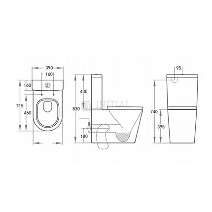 Urbane Box Rim Flush Pan Back to Wall Toilet Suite Ceramic White 715x390x830 ,