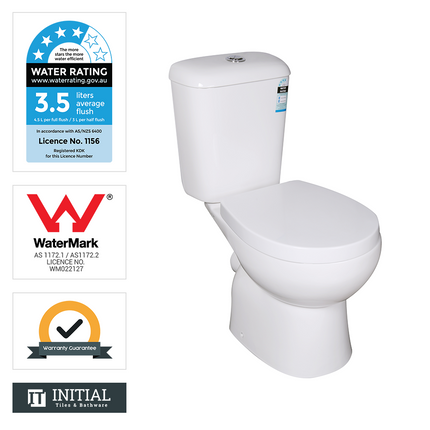 Icon P-Trap Closed Couple Toilet Suite Ceramic White 630X385X805 ,