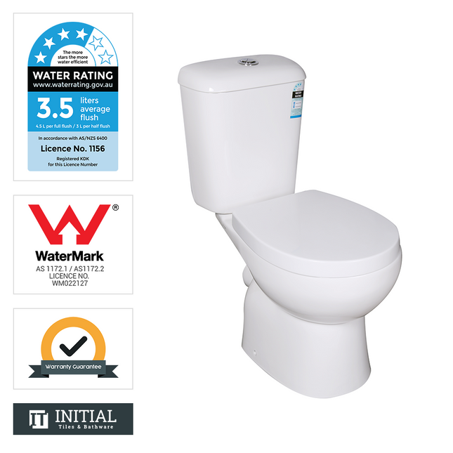 Icon P-Trap Closed Couple Toilet Suite Ceramic White 630X385X805 ,