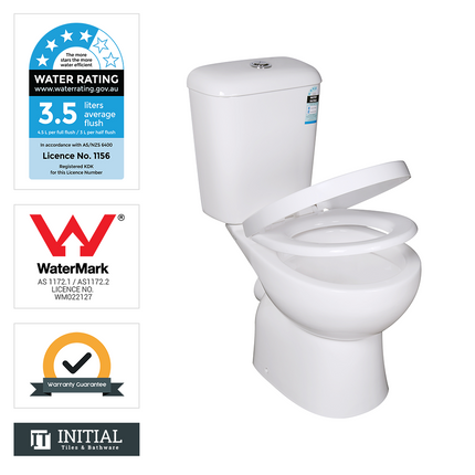 Icon P-Trap Closed Couple Toilet Suite Ceramic White 630X385X805 ,