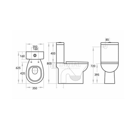 Icon S-Trap Closed Couple Toilet Suite Ceramic White 625X350X805 ,