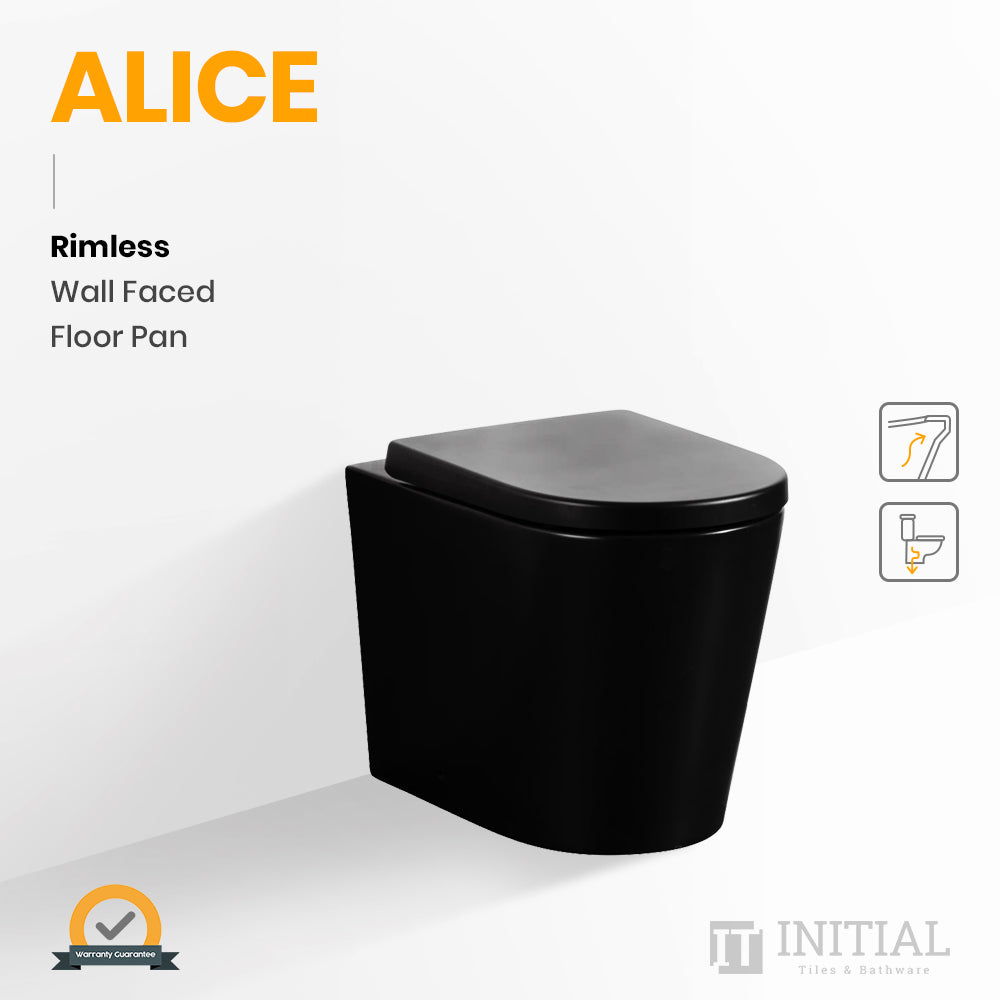 Alice Rimless Wall Faced Floor Pan Toilet Matt Black 575X360X415 ,