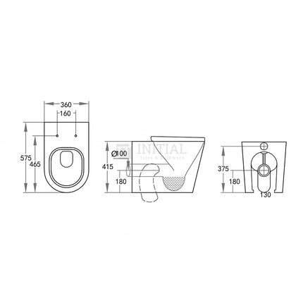 Alice Rimless Wall Faced Floor Pan Toilet Matt Black 575X360X415 ,