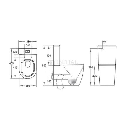 Alice Compact Rimless Back to Wall Toilet Suite Ceramic White 605X380X865 ,
