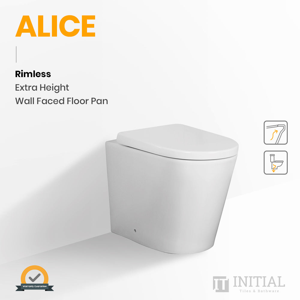 Bathroom Geberit Kappa Frameless Low Level In Wall Cistern + Toilet Pan + Push Button Package for Wall Faced Floor Pan , Alice Rimless Extra Height Floor Pan White White Plate / Chrome Trim