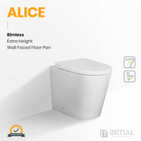 Alice Rimless Extra Height Wall Faced Floor Pan Toilet Ceramic White 620X360X445 ,