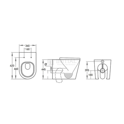 Alice Rimless Extra Height Wall Faced Floor Pan Toilet Ceramic White 620X360X445 ,
