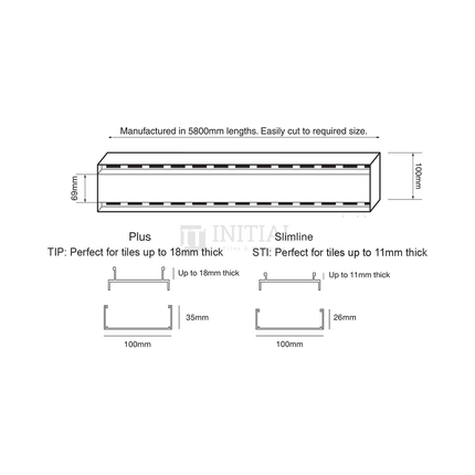 Bathroom Slimline Tile Insert Floor Waste Silver 1100~5600mm ,