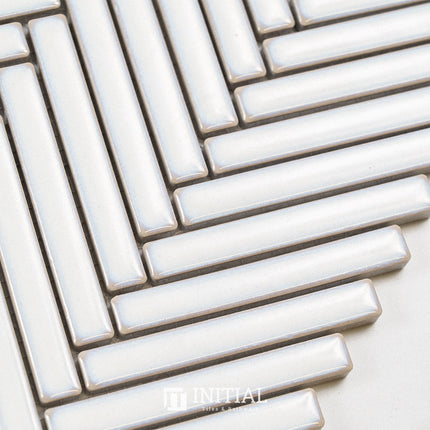 Feature Mosaic Kitkat Avoca Herringbone Gloss White 266X238 ,