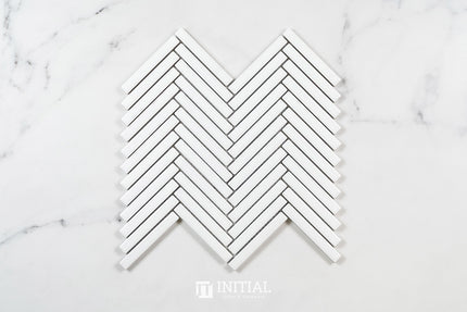 Feature Mosaic Kitkat Avoca Herringbone Matt White 266X238 ,