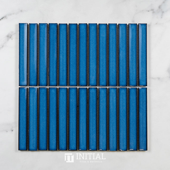 Feature Mosaic Kitkat Brookvale Speckled Concave Surface Gloss Antique Cobalt Blue 296X298 ,