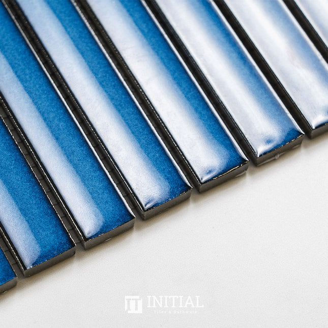 Feature Mosaic Kitkat Brookvale Speckled Concave Surface Gloss Antique Cobalt Blue 296X298 ,
