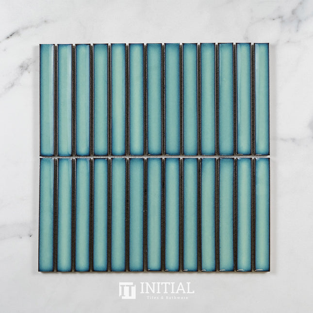 Feature Mosaic Kitkat Brookvale Speckled Concave Surface Gloss Antique Medium Green 296X298 ,