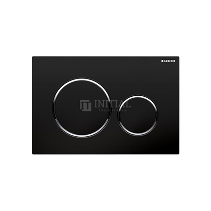 Geberit Sigma 20 Toilet Round Dual Flush Push Buttons , Black Plate / Chrome Trim