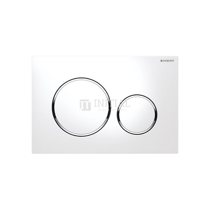 Geberit Sigma 20 Toilet Round Dual Flush Push Buttons , White Plate / Chrome Trim