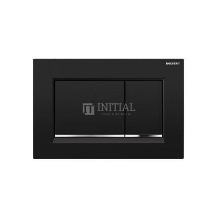 Geberit Sigma 30 Toilet Rectangle Dual Flush Push Buttons , Black Plate / Chrome Trim