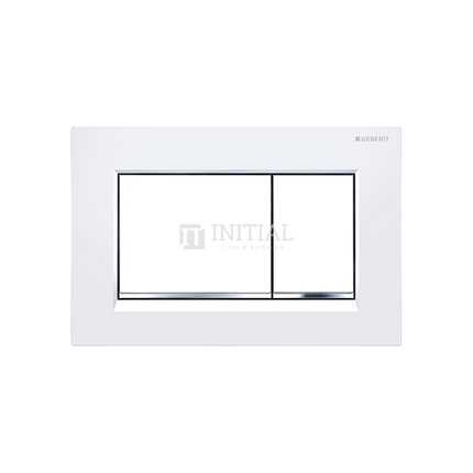Geberit Sigma 30 Toilet Rectangle Dual Flush Push Buttons , White Plate / Chrome Trim
