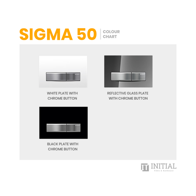 Geberit Sigma Toilet 50 Rectangle Glass Dual Flush Push Buttons ,