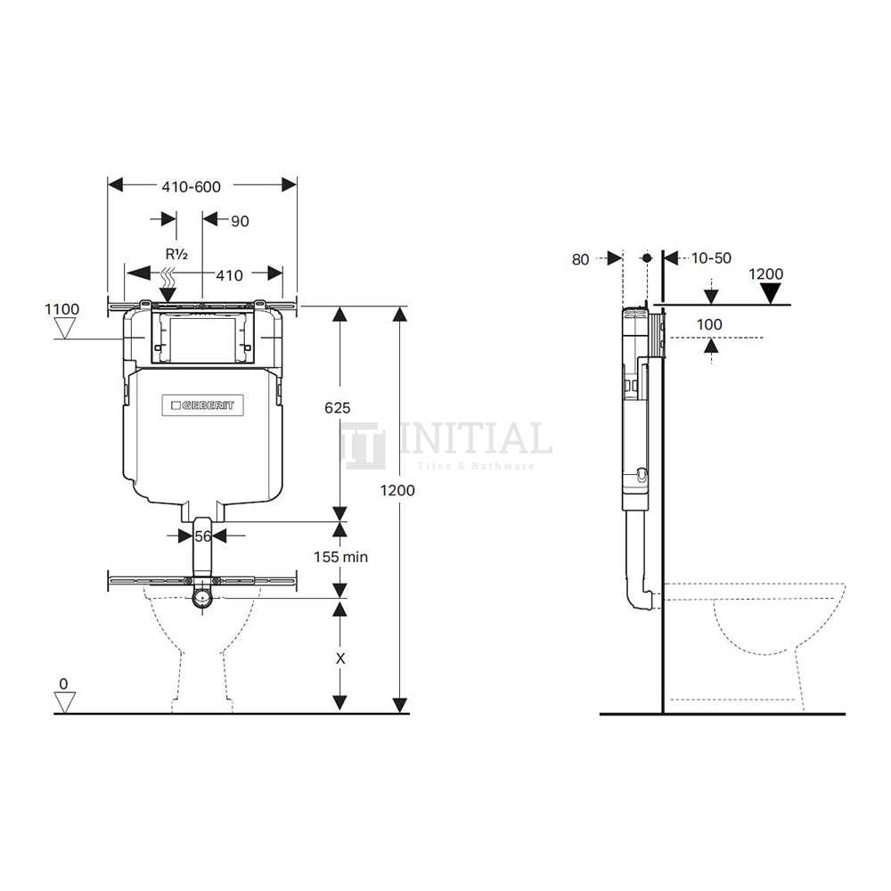 Geberit Sigma Frameless In Wall Cistern for Wall Faced Floor Pan Toilet ,