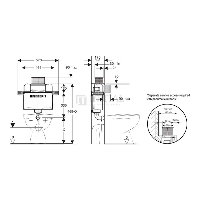 Geberit Kappa Frameless Low Level In Wall Cistern for Wall Faced Floor Pan Toilet ,