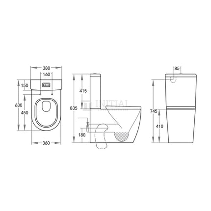 Vegas Tornado Back to Wall Toilet Suite Ceramic White 630X380X835 ,