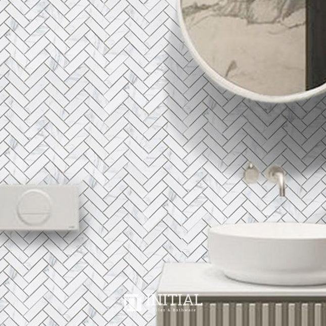 Feature Mosaic Persian Carrara Look Mosaic Big Herringbone Matt 210X270 ,