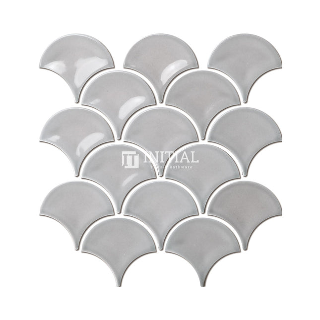 Feature Mosaic Shell Fish Scale Mosaic Gloss Ash Grey 259X273 ,