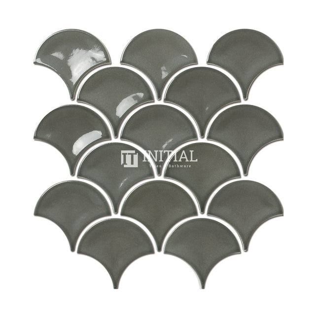 Feature Mosaic Shell Fish Scale Mosaic Gloss Charcoal 259X273 ,
