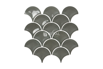 Feature Mosaic Shell Fish Scale Mosaic Gloss Charcoal 259X273 ,