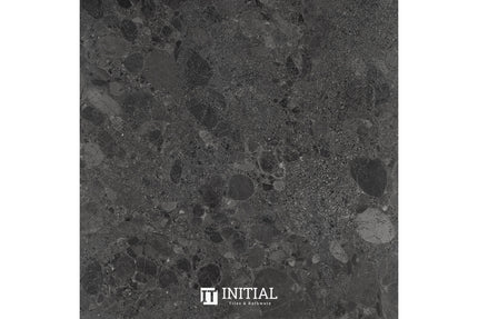 Terrazzo Look Bathroom Floor Tile Black Matt 600X600 ,