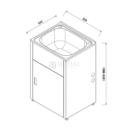 Freestanding Stainless Steel Laundry Tub 45L 610X510X870 ,