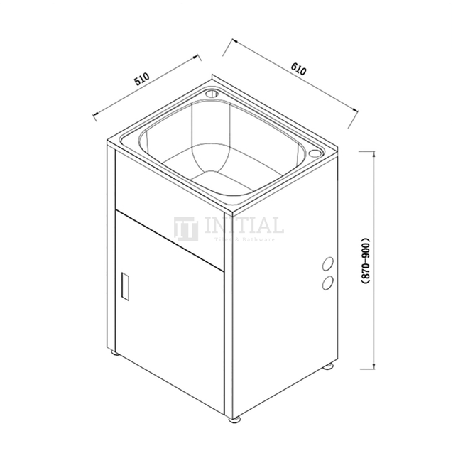 Freestanding Stainless Steel Laundry Tub 45L 610X510X870 ,