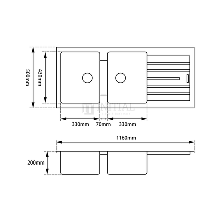 Granite Quartz Stone Kitchen & Laundry Sink Black 1160X500X200 ,