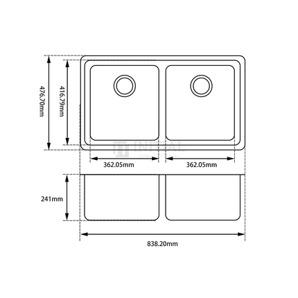 Granite Quartz Stone Kitchen & Laundry Sink Black 838X476X241 ,