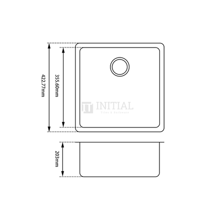 Sqaure Granite Quartz Stone Black Kitchen & Laundry Sink 422X422X203 ,