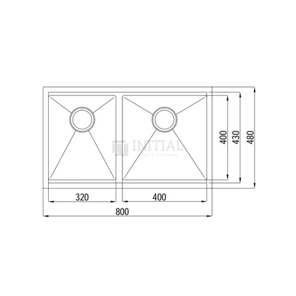 Square Stainless Steel Kitchen Sink 800X480X220 ,
