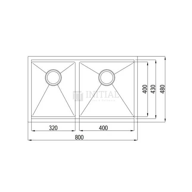 Square Stainless Steel Kitchen Sink 800X480X220 ,