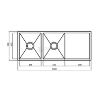 Square Stainless Steel Kitchen Sink 1160X460X220 ,